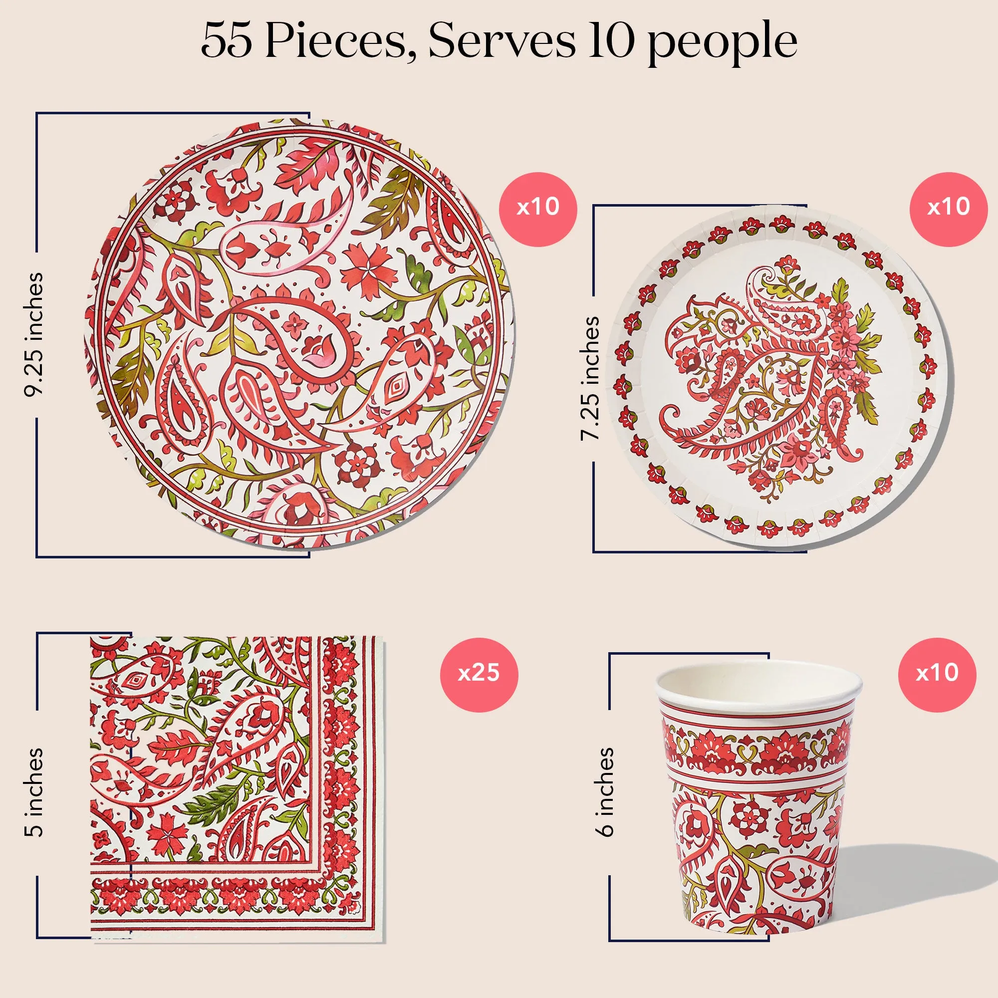 Festive Paisley Tableware Set