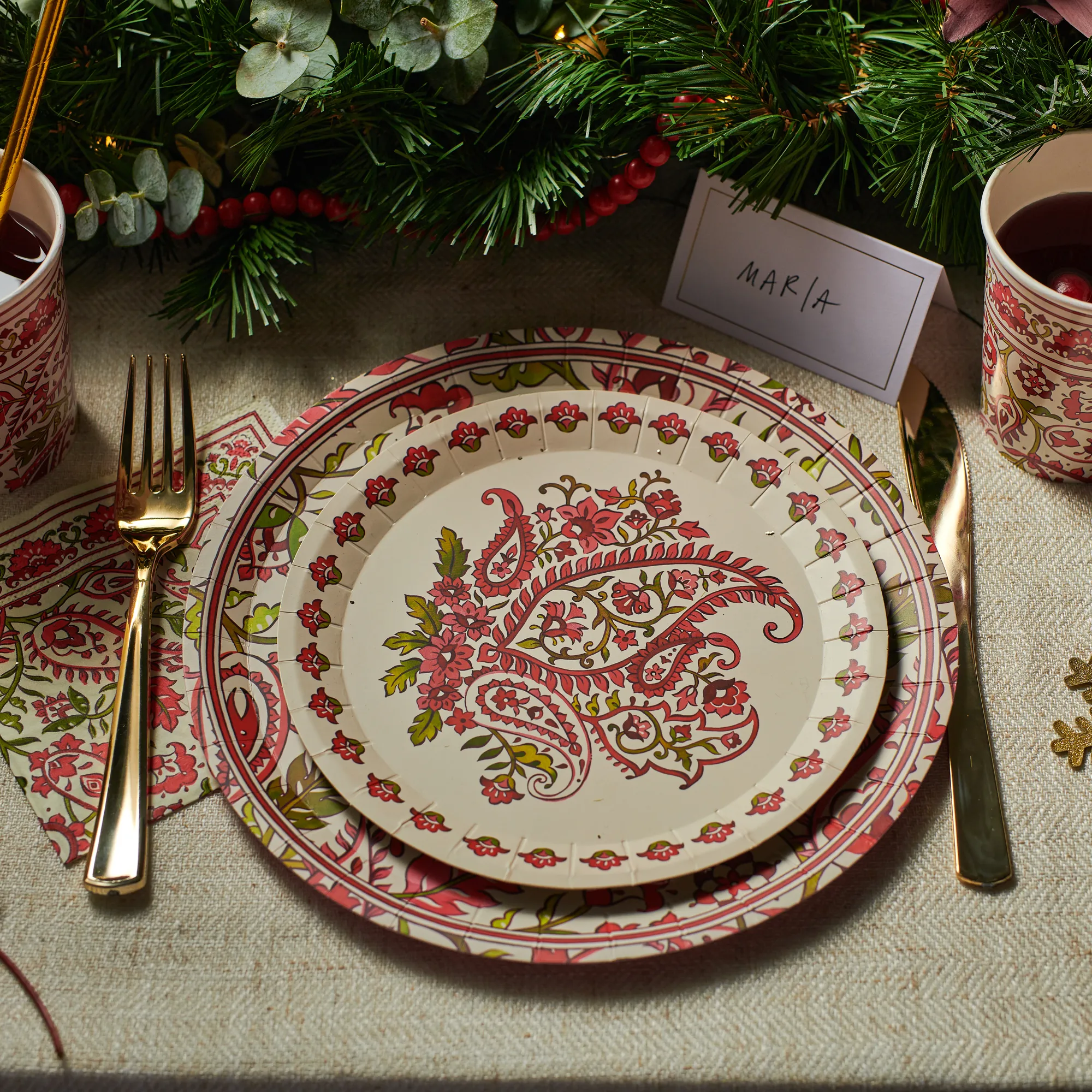 Festive Paisley Tableware Set