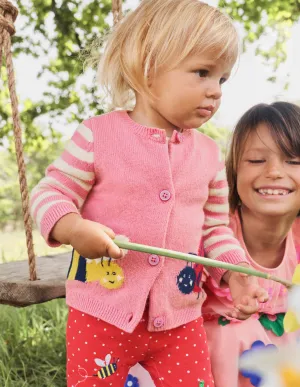 Fun Embroidered Cardigan-Pink Lemonade, Ladybird