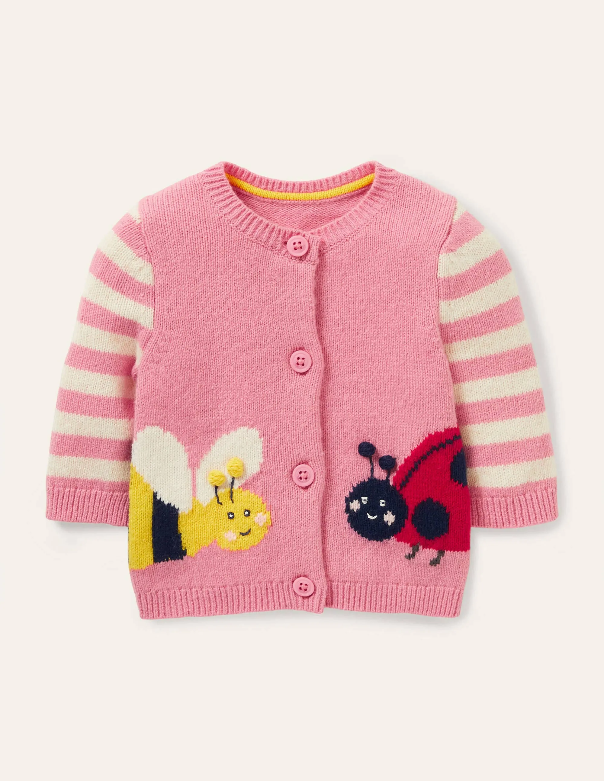 Fun Embroidered Cardigan-Pink Lemonade, Ladybird