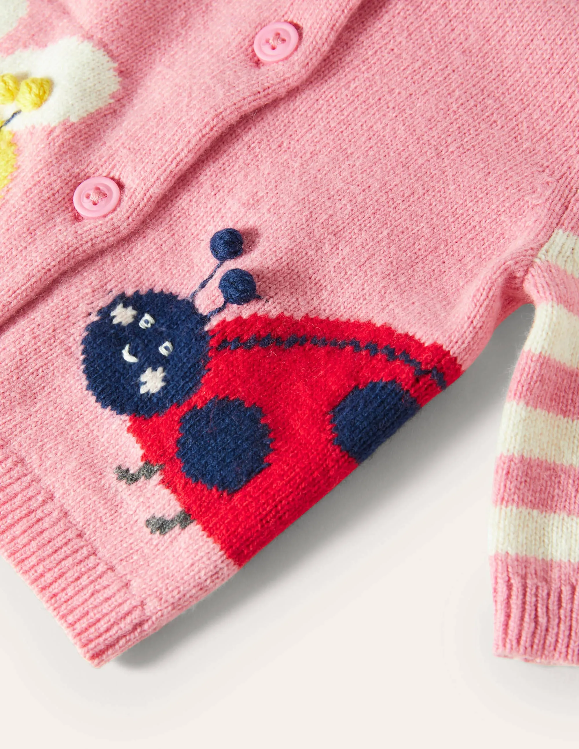 Fun Embroidered Cardigan-Pink Lemonade, Ladybird