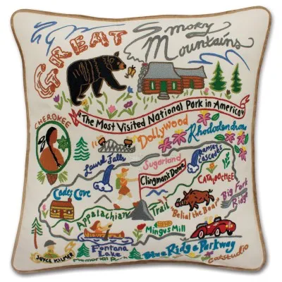 GREAT SMOKEY MOUNTAINS PILLOW BY CATSTUDIO