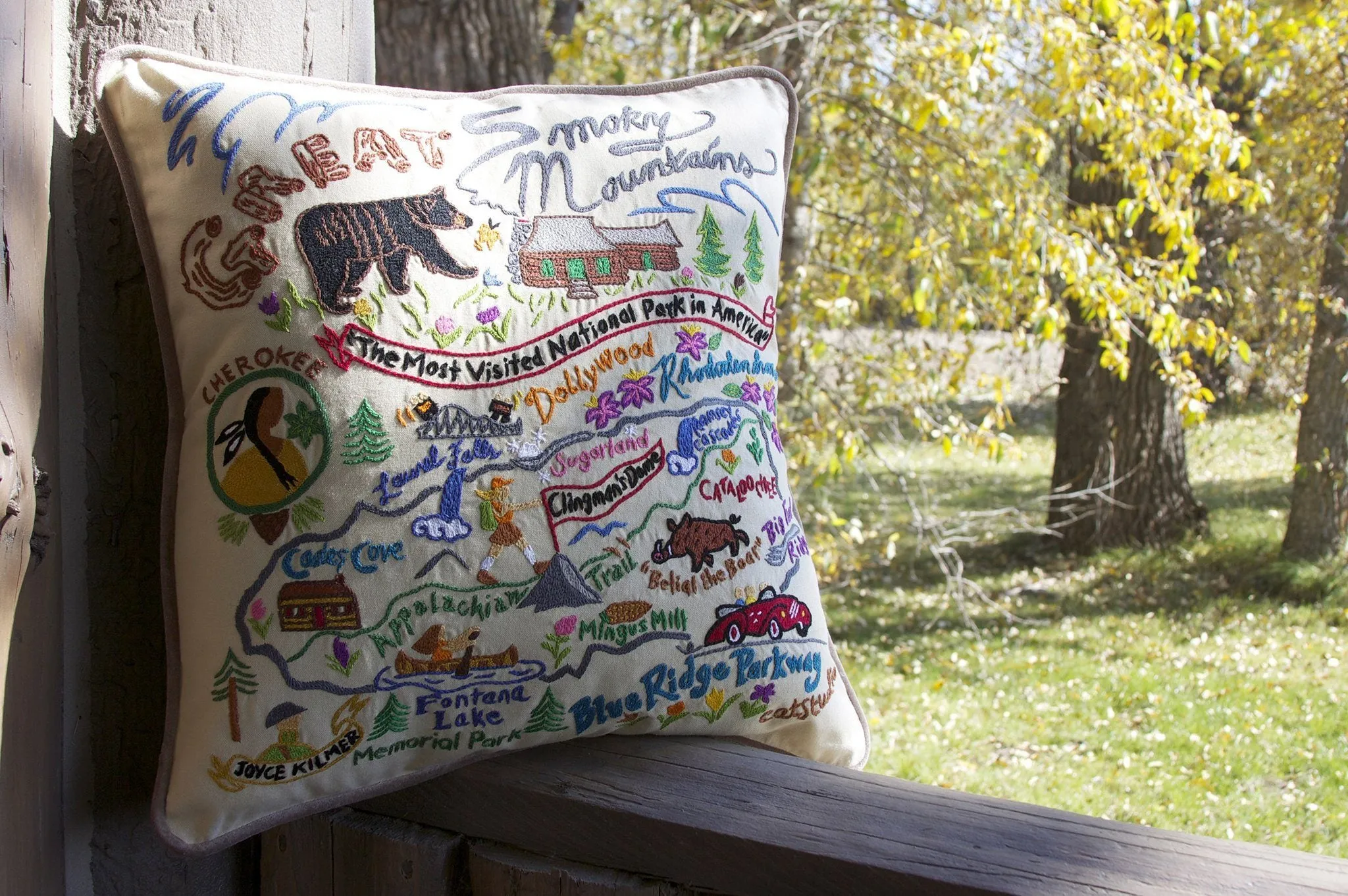 GREAT SMOKEY MOUNTAINS PILLOW BY CATSTUDIO