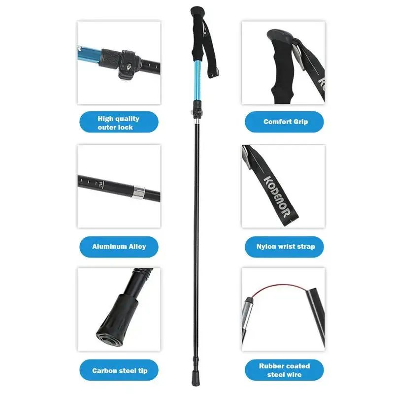 Hiking Poles Trekking Poles Backpacking Gear Folding Walking Sticks Comfortable 5-Section Trekking Walking Sticks Compact Hiking