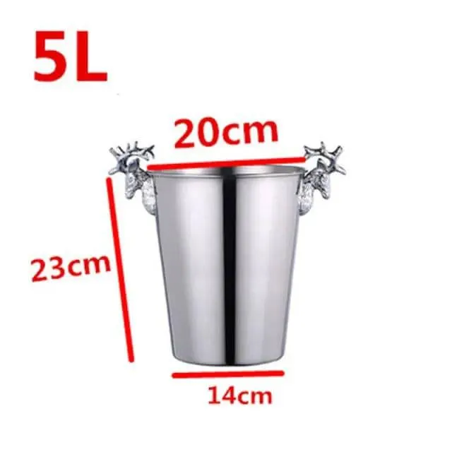 Ice Barrel Silver Gold gold European style champagne barrel deer head ice bucket