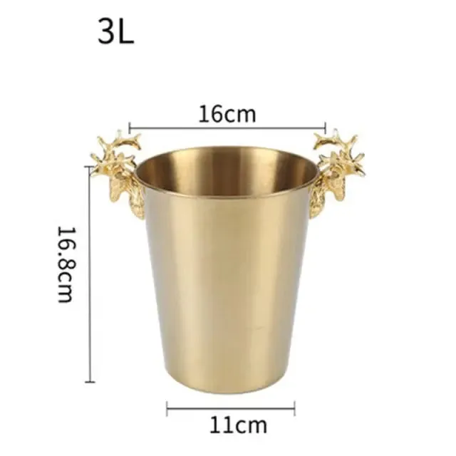 Ice Barrel Silver Gold gold European style champagne barrel deer head ice bucket