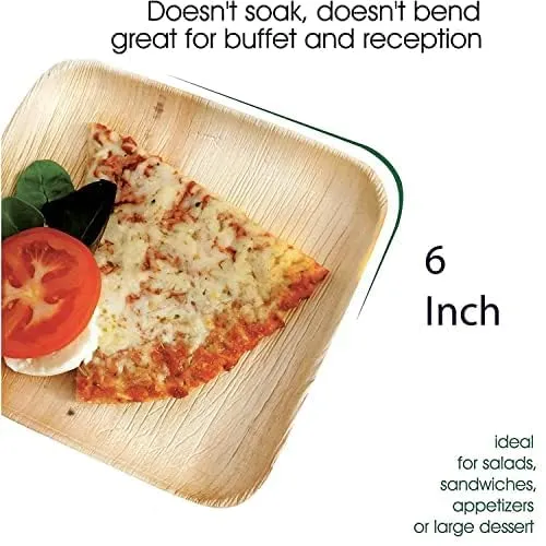 Kuber Industries Pack of 100 Disposable Palm Leaf Plates | Microwave & Oven Safe | Compostable, Disposable Tableware | Eco-Friendly Use & Throw Plates | Party, Dinner Plate |6 * 6 Inch