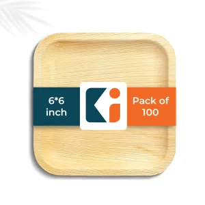 Kuber Industries Pack of 100 Disposable Palm Leaf Plates | Microwave & Oven Safe | Compostable, Disposable Tableware | Eco-Friendly Use & Throw Plates | Party, Dinner Plate |6 * 6 Inch