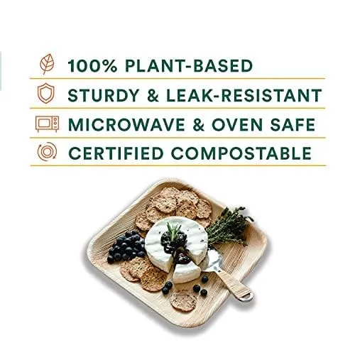 Kuber Industries Pack of 100 Disposable Palm Leaf Plates | Microwave & Oven Safe | Compostable, Disposable Tableware | Eco-Friendly Use & Throw Plates | Party, Dinner Plate |6 * 6 Inch