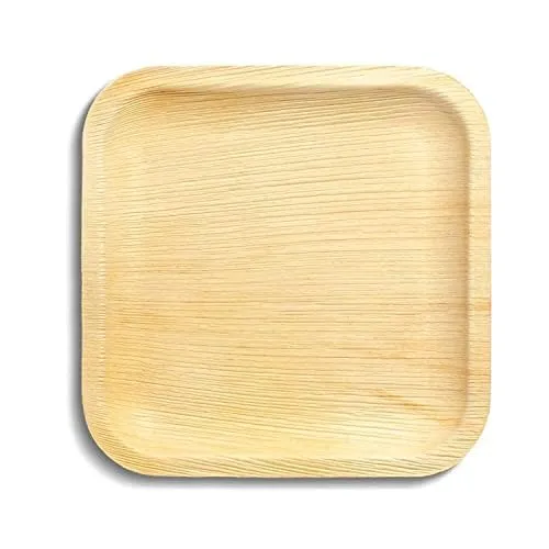 Kuber Industries Pack of 100 Disposable Palm Leaf Plates | Microwave & Oven Safe | Compostable, Disposable Tableware | Eco-Friendly Use & Throw Plates | Party, Dinner Plate |6 * 6 Inch