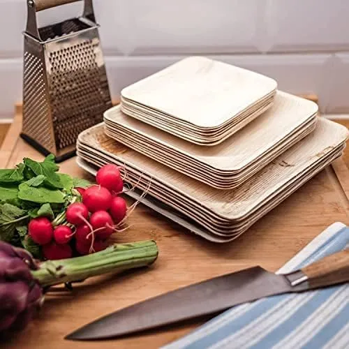 Kuber Industries Pack of 100 Disposable Palm Leaf Plates | Microwave & Oven Safe | Compostable, Disposable Tableware | Eco-Friendly Use & Throw Plates | Party, Dinner Plate |6 * 6 Inch