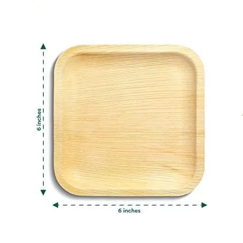 Kuber Industries Pack of 100 Disposable Palm Leaf Plates | Microwave & Oven Safe | Compostable, Disposable Tableware | Eco-Friendly Use & Throw Plates | Party, Dinner Plate |6 * 6 Inch