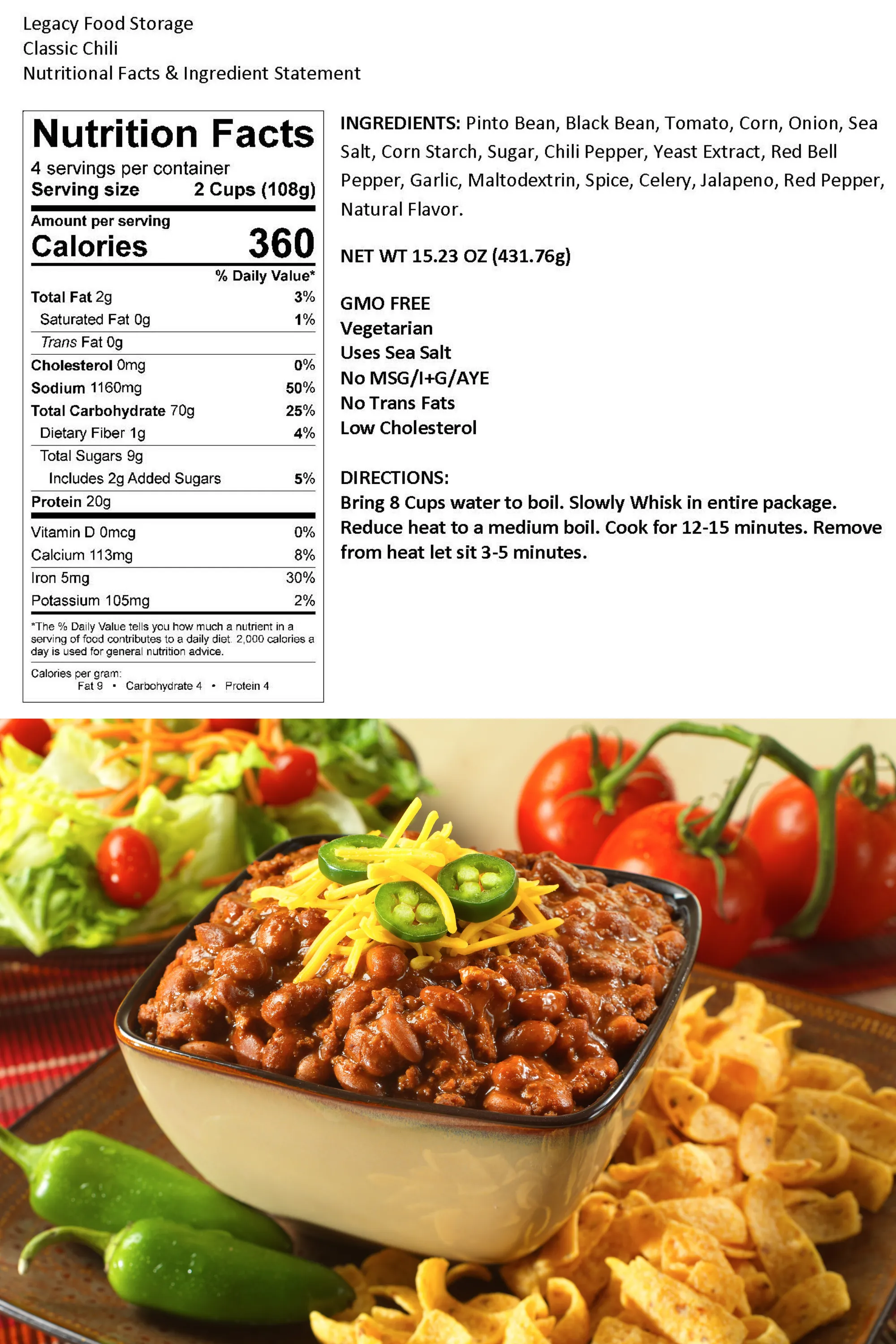 Legacy Premium Breakfast & Entrée Package - 360 Servings