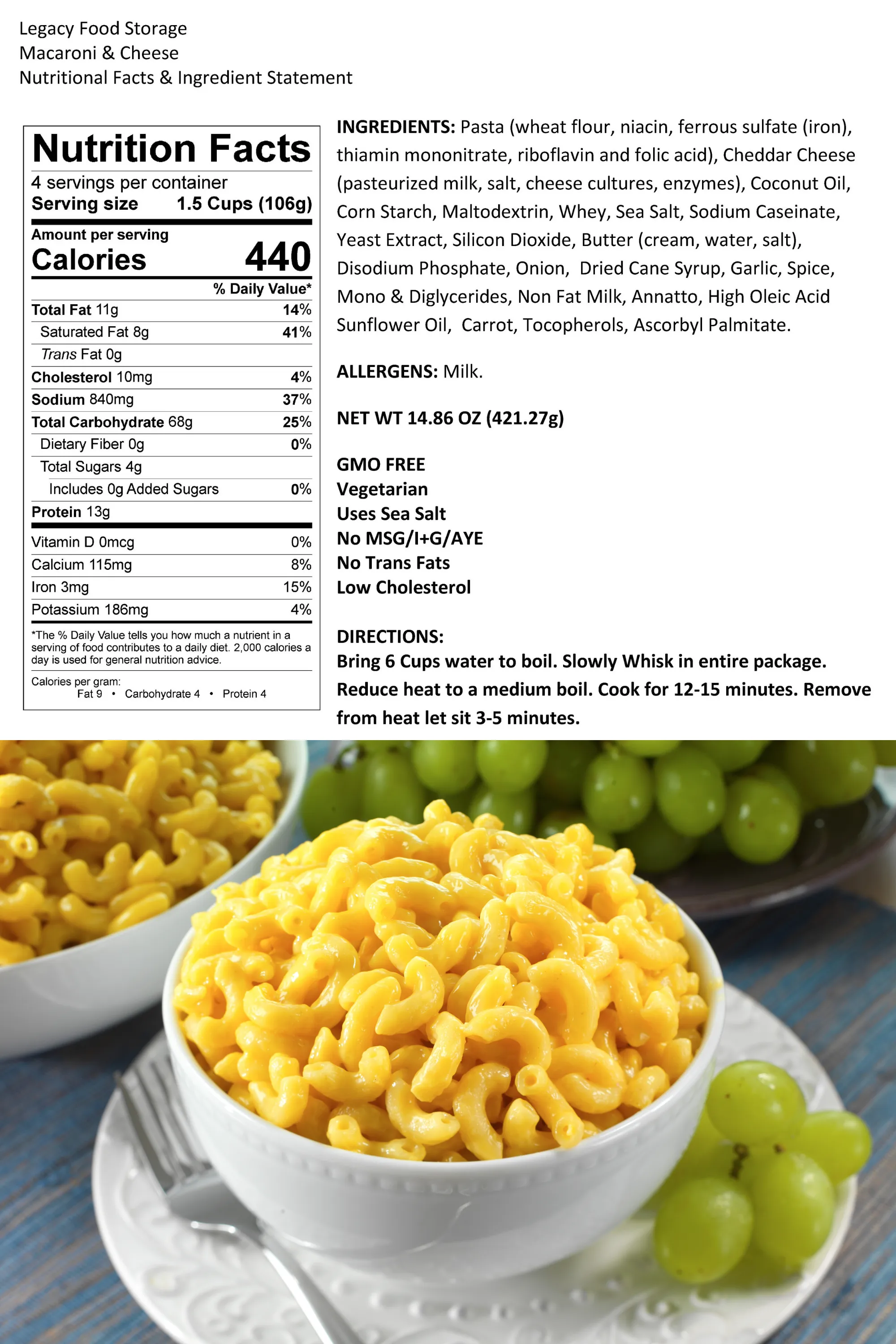 Legacy Premium Breakfast & Entrée Package - 360 Servings