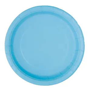 Light Blue Round Paper Plates - 8pk