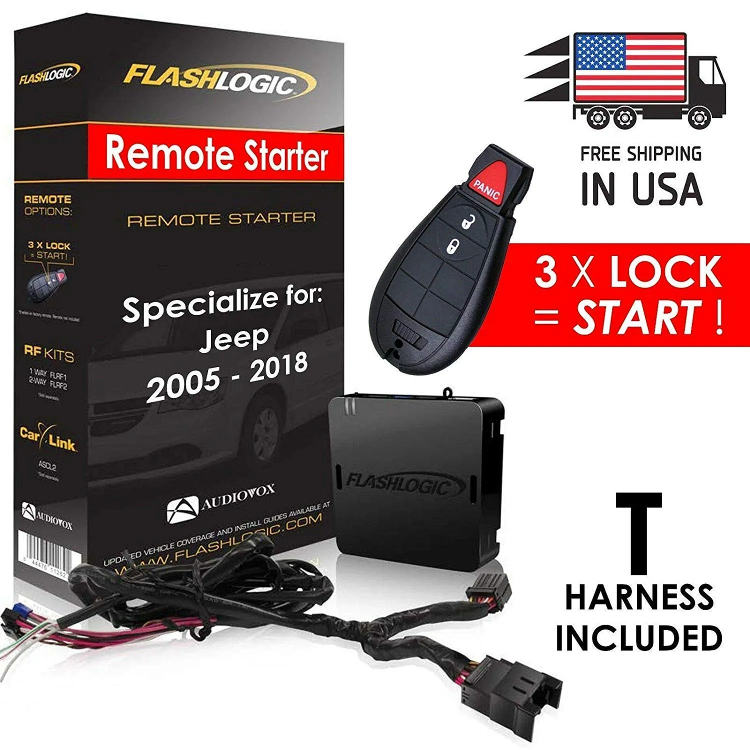 New Flashlogic Plug & Play Remote Start for Jeep 2005-2018 - FLRSCH5 / J