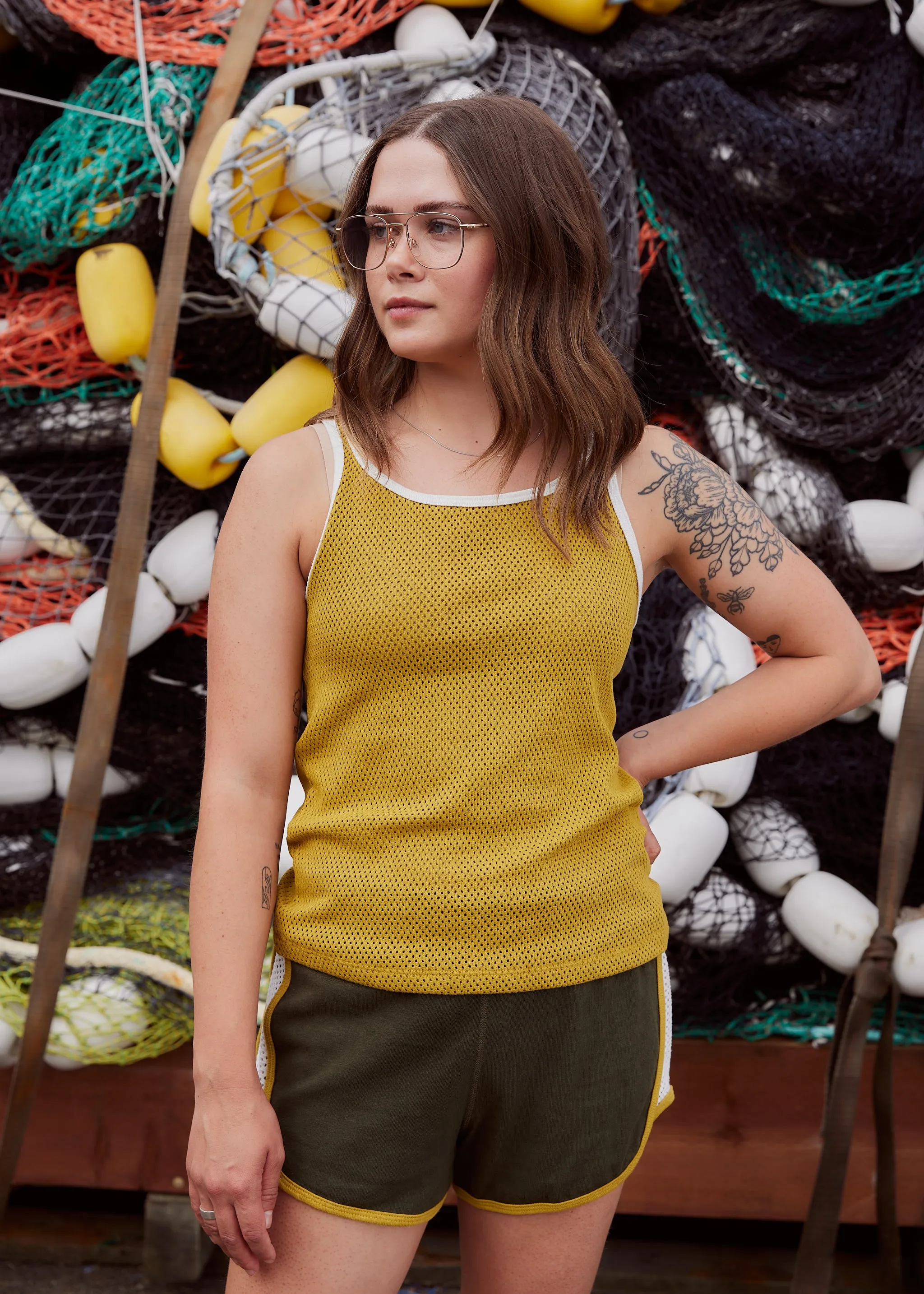 Olive Green Yarrow Mesh Track Short
