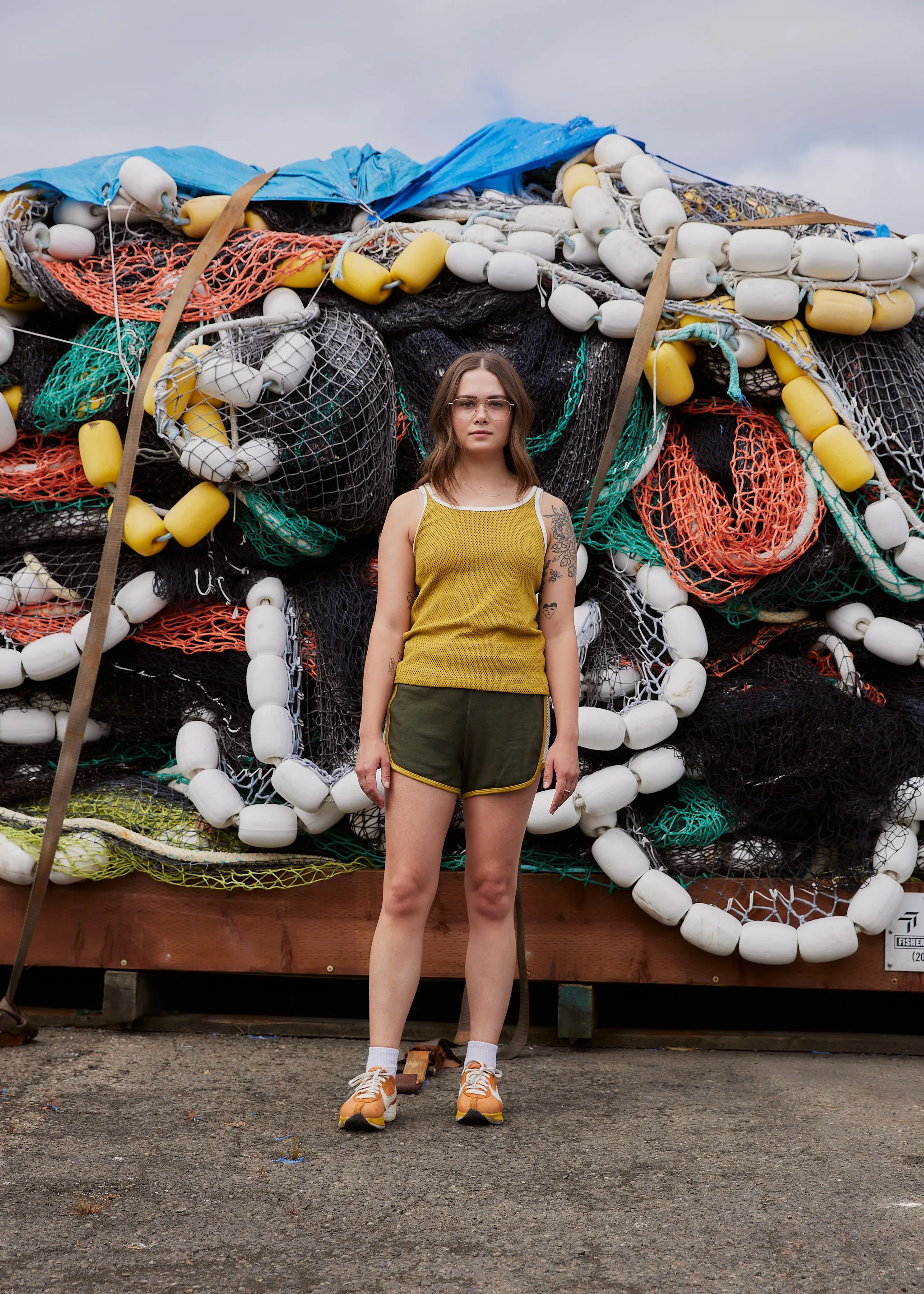 Olive Green Yarrow Mesh Track Short