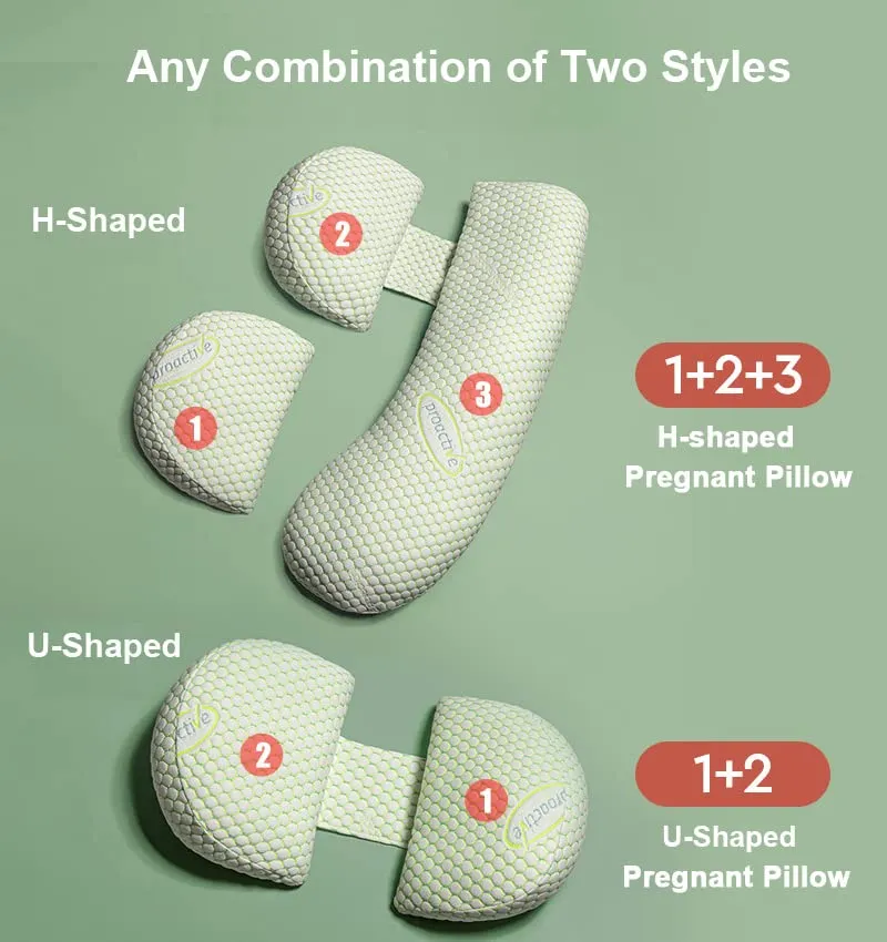 Oternal Foam Pregnancy Pillow For Pregnant Women,Soft Pregnancy Body Pillow,Support For Back, Hips, Legs,Maternity Pillow With Detachable And Adjustable Pillow Cover, Medium, Green