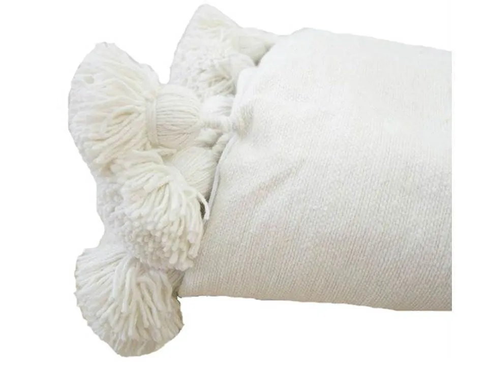 Pom Pom Blanket - White