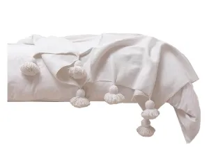 Pom Pom Blanket - White