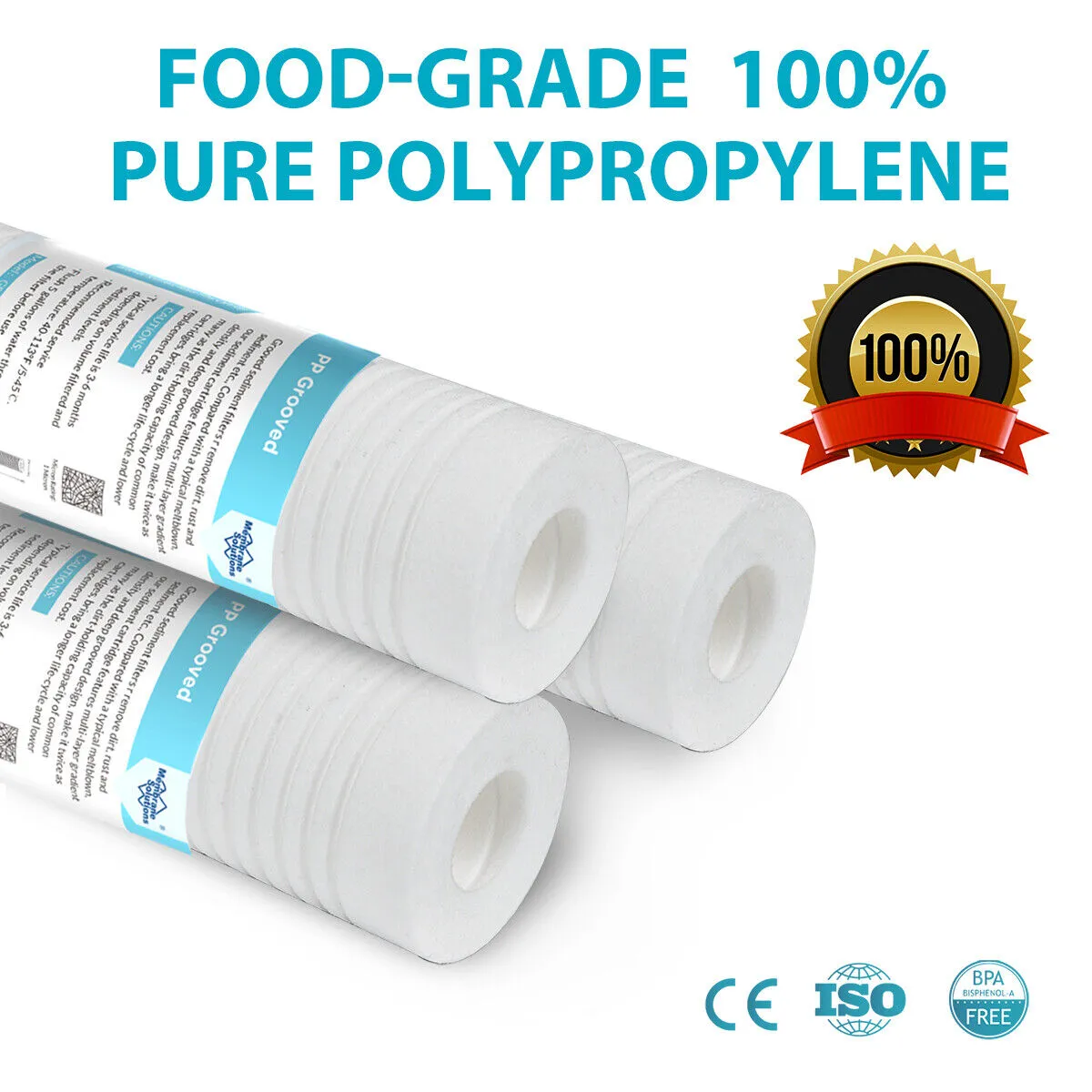 PP Grooved Water Sediment Filter Cartridge Replacement 0.5/1/5 Micron 10"x2.5"