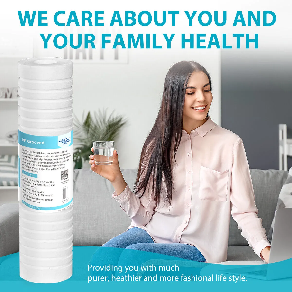 PP Grooved Water Sediment Filter Cartridge Replacement 0.5/1/5 Micron 10"x2.5"