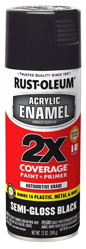 Rust-Oleum 271915 Automotive Spray Paint, Semi-Gloss, Black, 12 oz, Can :CAN: QUANTITY: 1