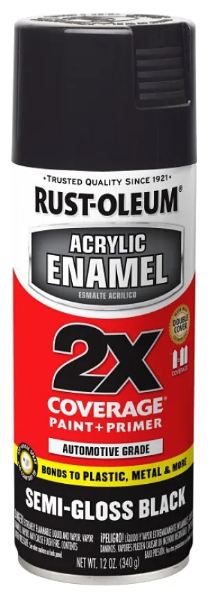 Rust-Oleum 271915 Automotive Spray Paint, Semi-Gloss, Black, 12 oz, Can :CAN: QUANTITY: 1