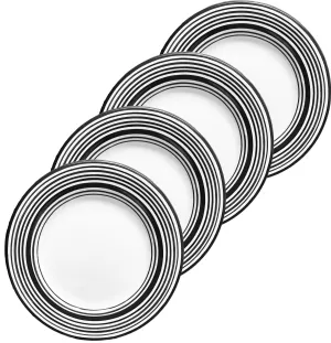 Salad Plate Set - Set of 4 - White & Black | Tuxedo 9" Diameter