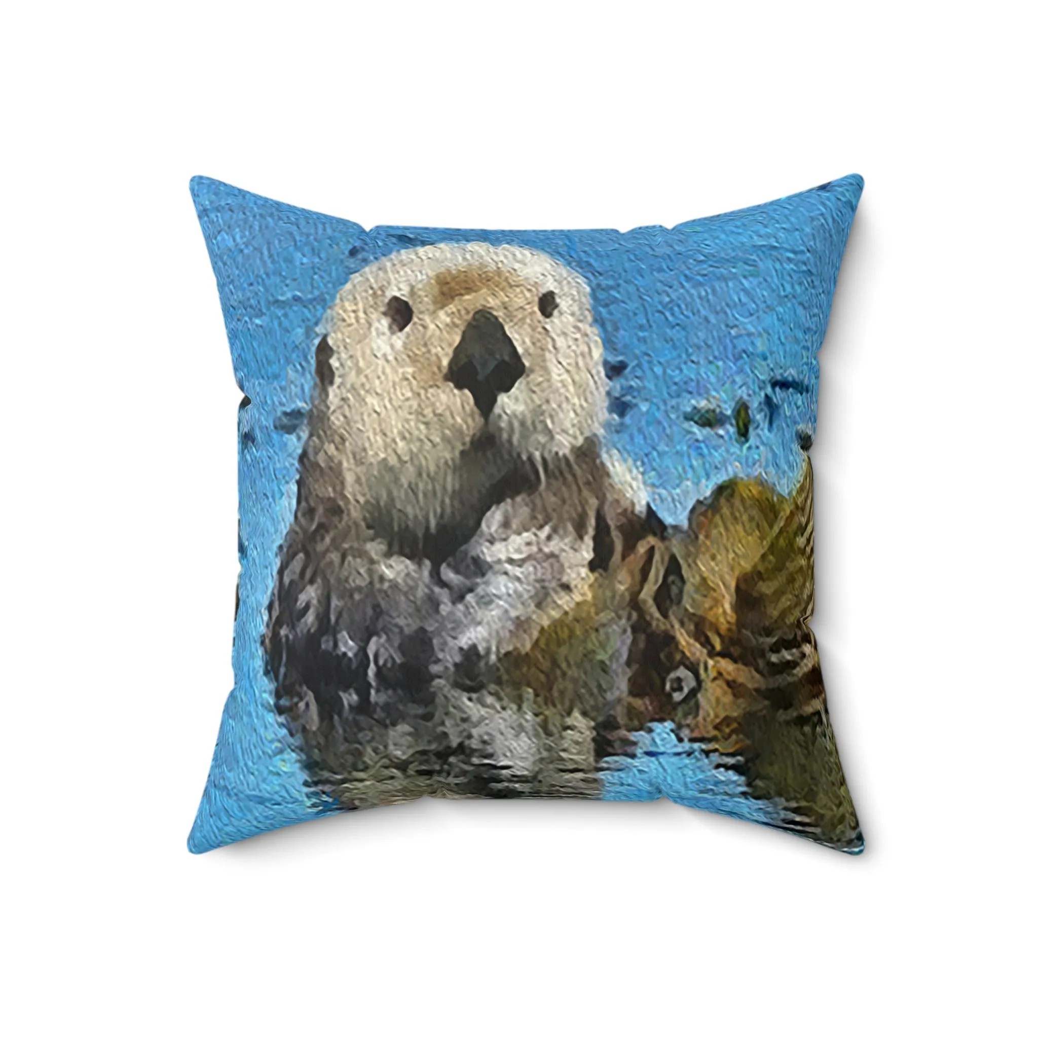 Sea Otter 'Ollie' Spun Polyester Throw Pillow