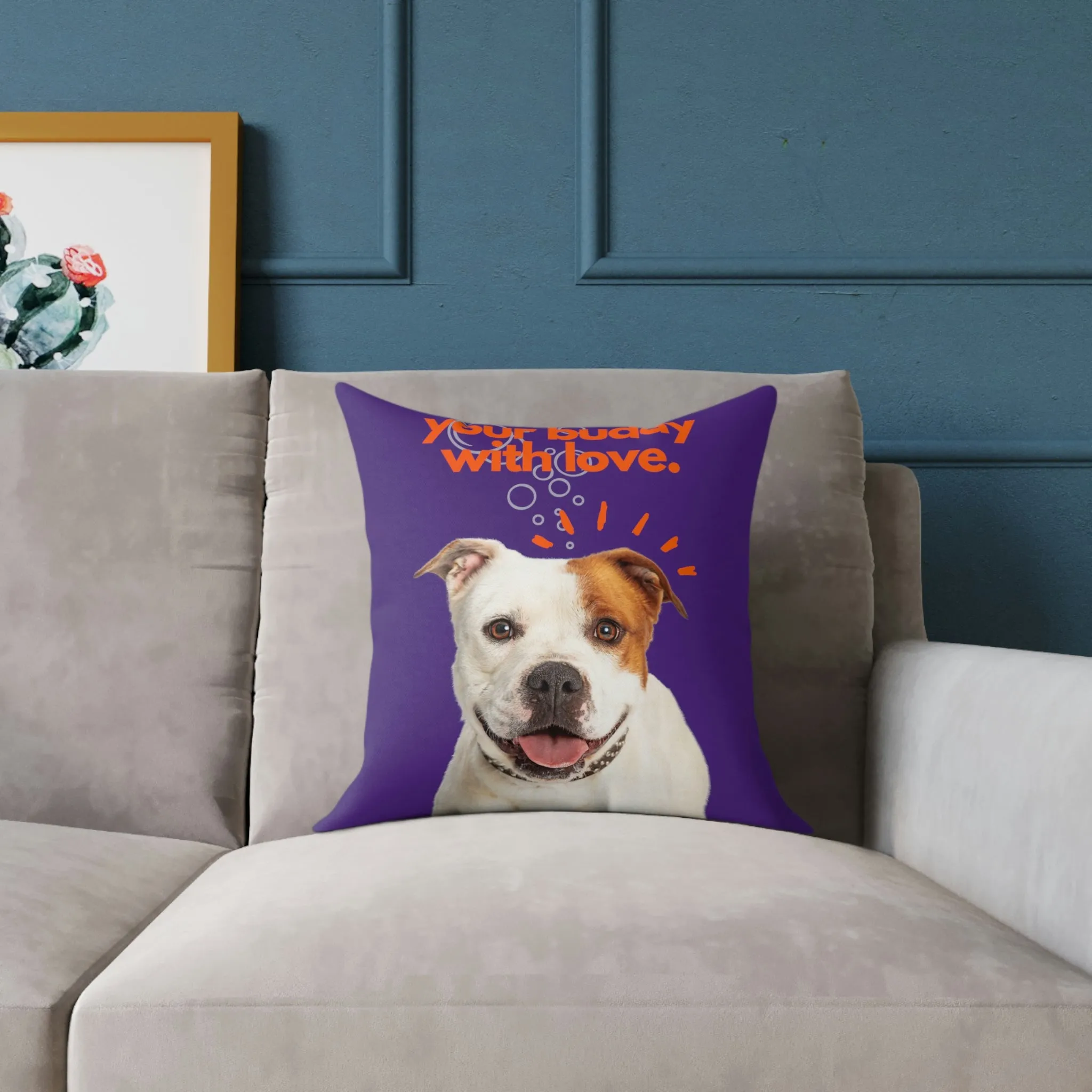 shower your buddy with love dog  Spun Polyester Pillow