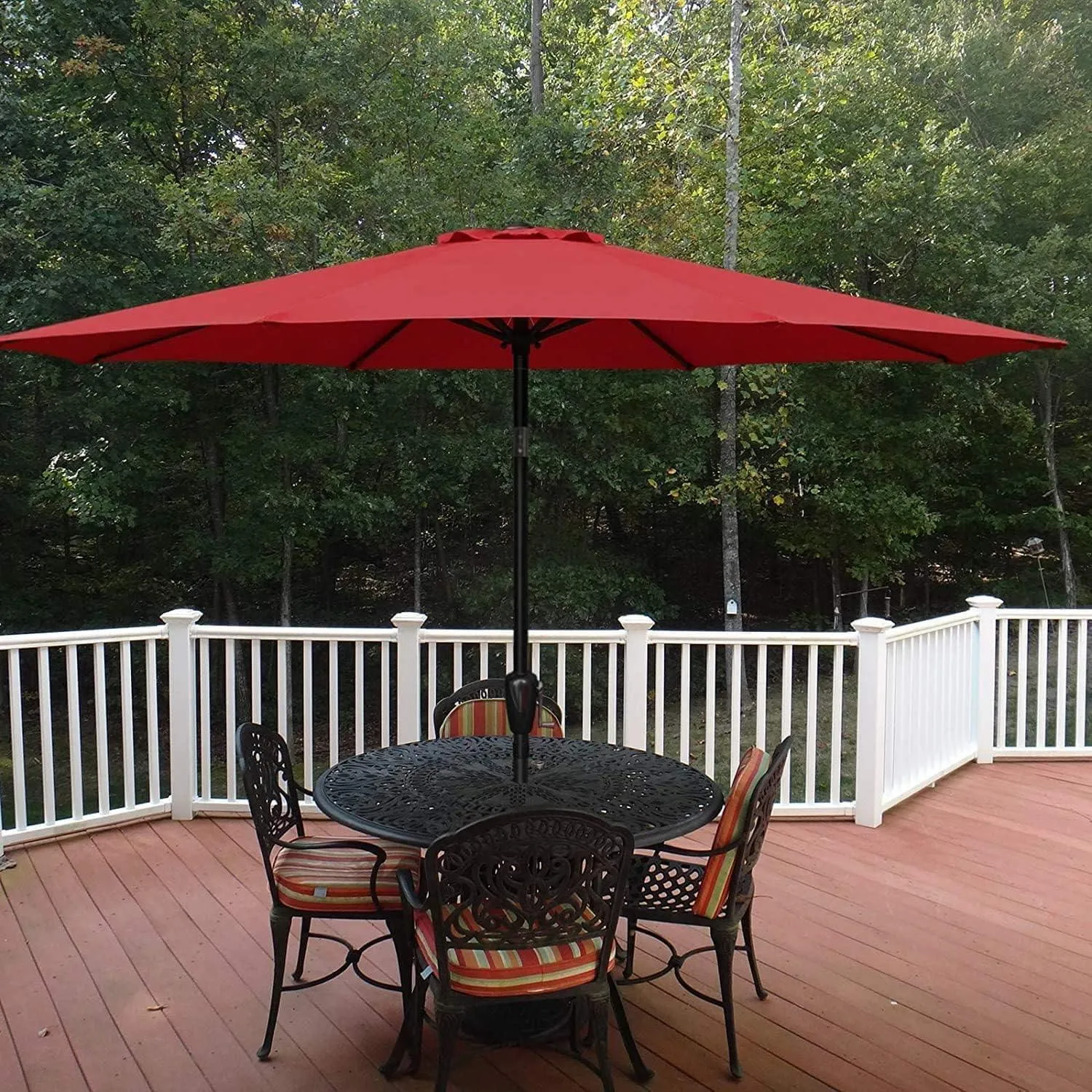 Simple Deluxe 9ft Outdoor Market Table Patio Umbrella with Button Tilt.