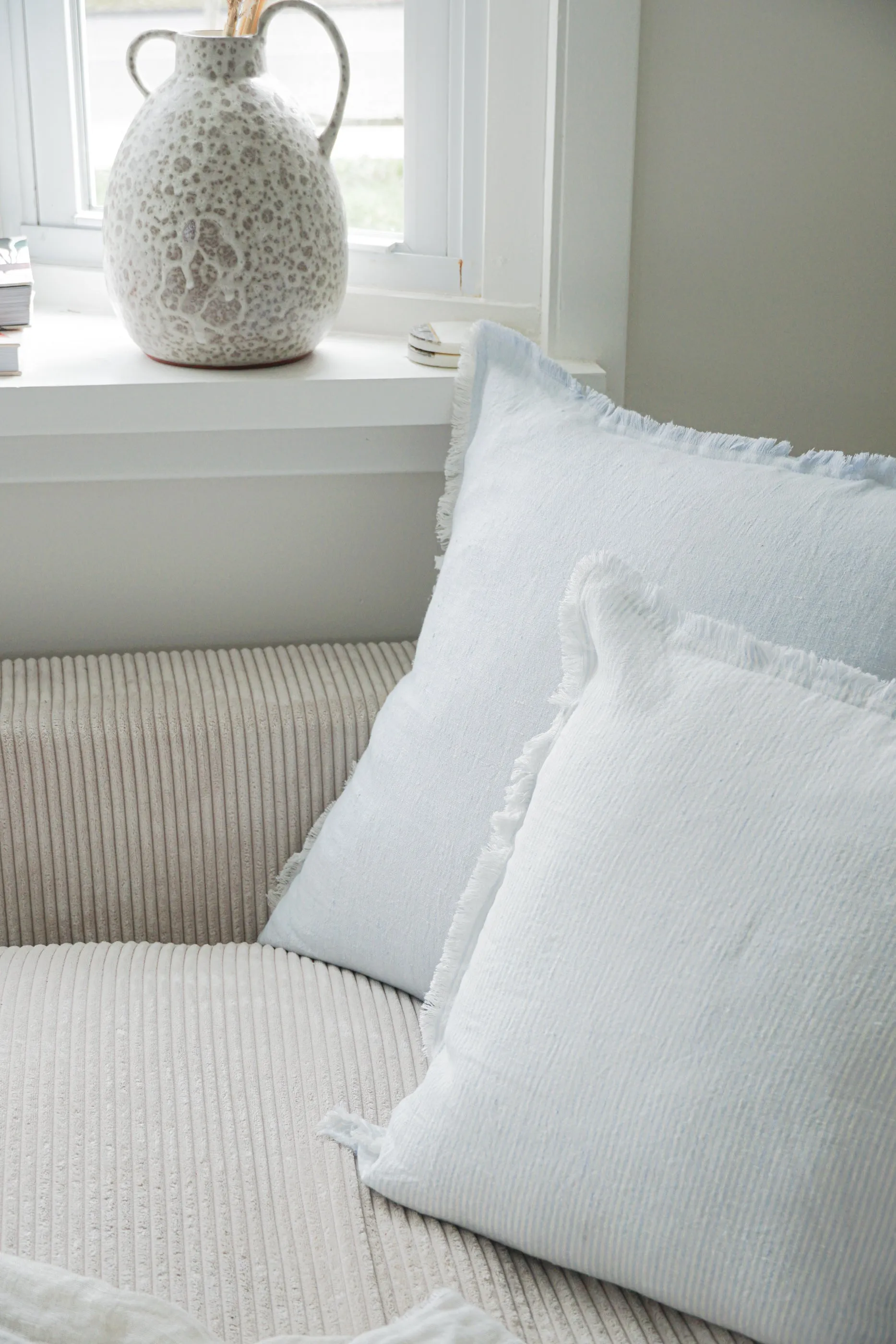 Sky Blue & White Striped So Soft Linen Pillow