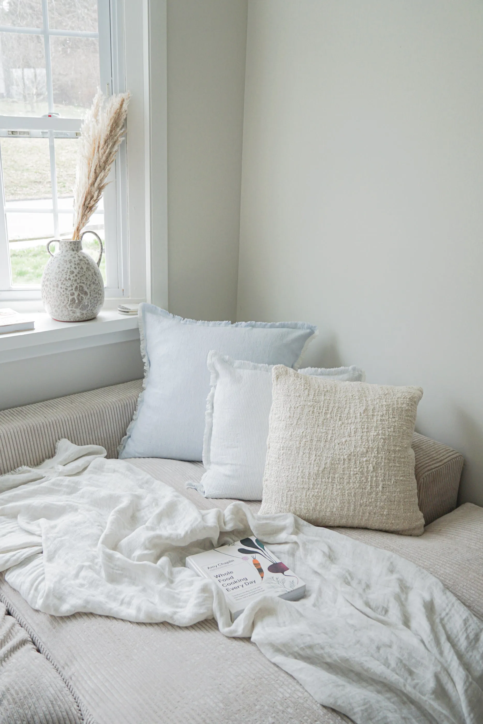 Sky Blue & White Striped So Soft Linen Pillow