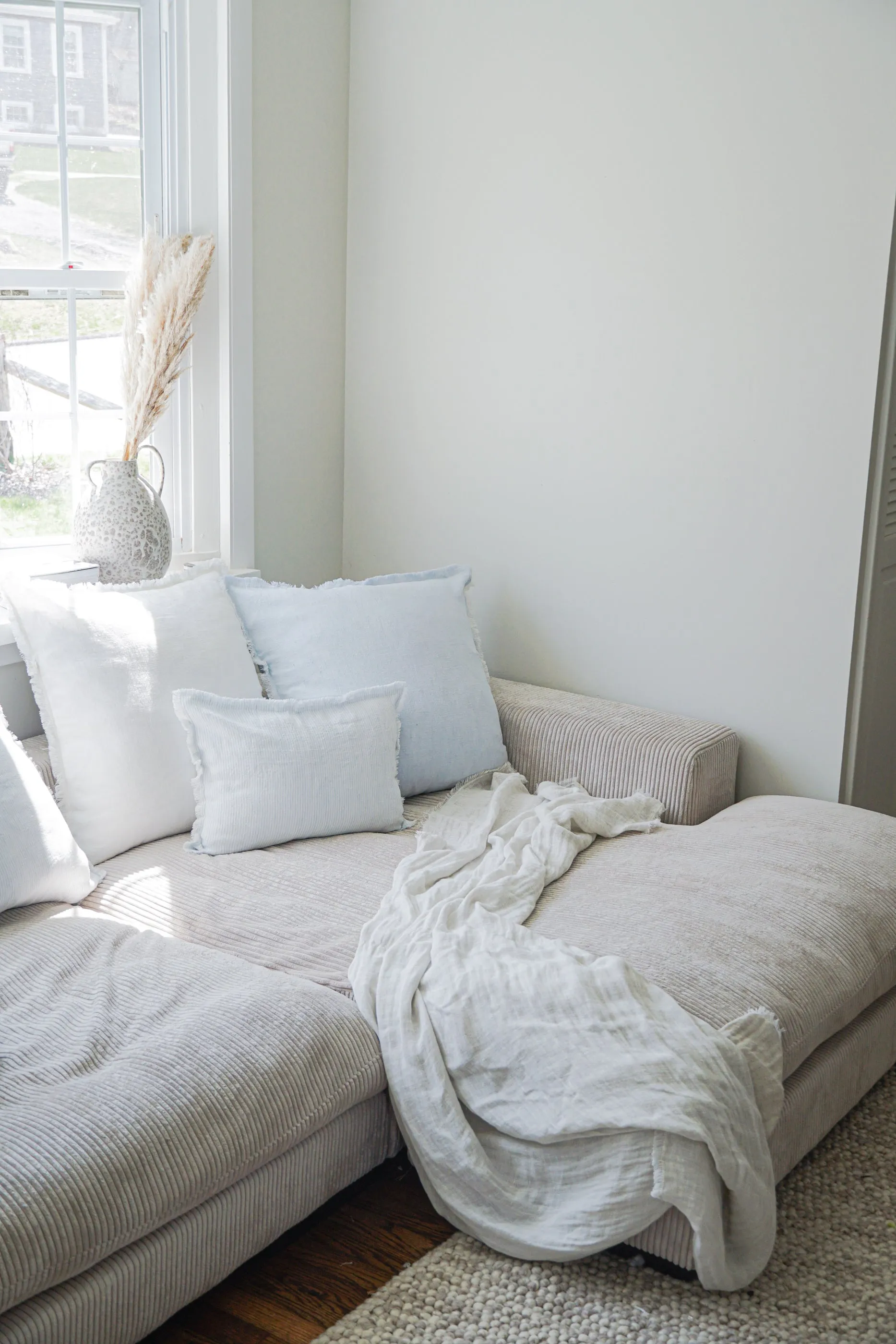 Sky Blue & White Striped So Soft Linen Pillow