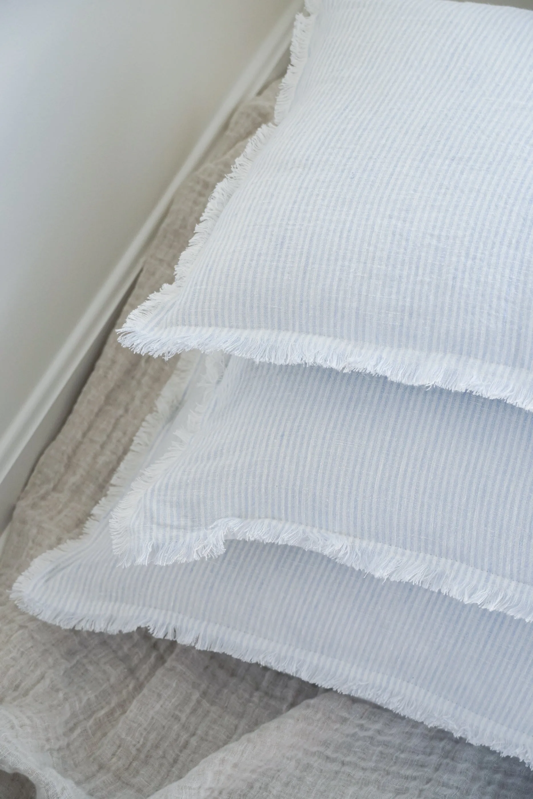 Sky Blue & White Striped So Soft Linen Pillow