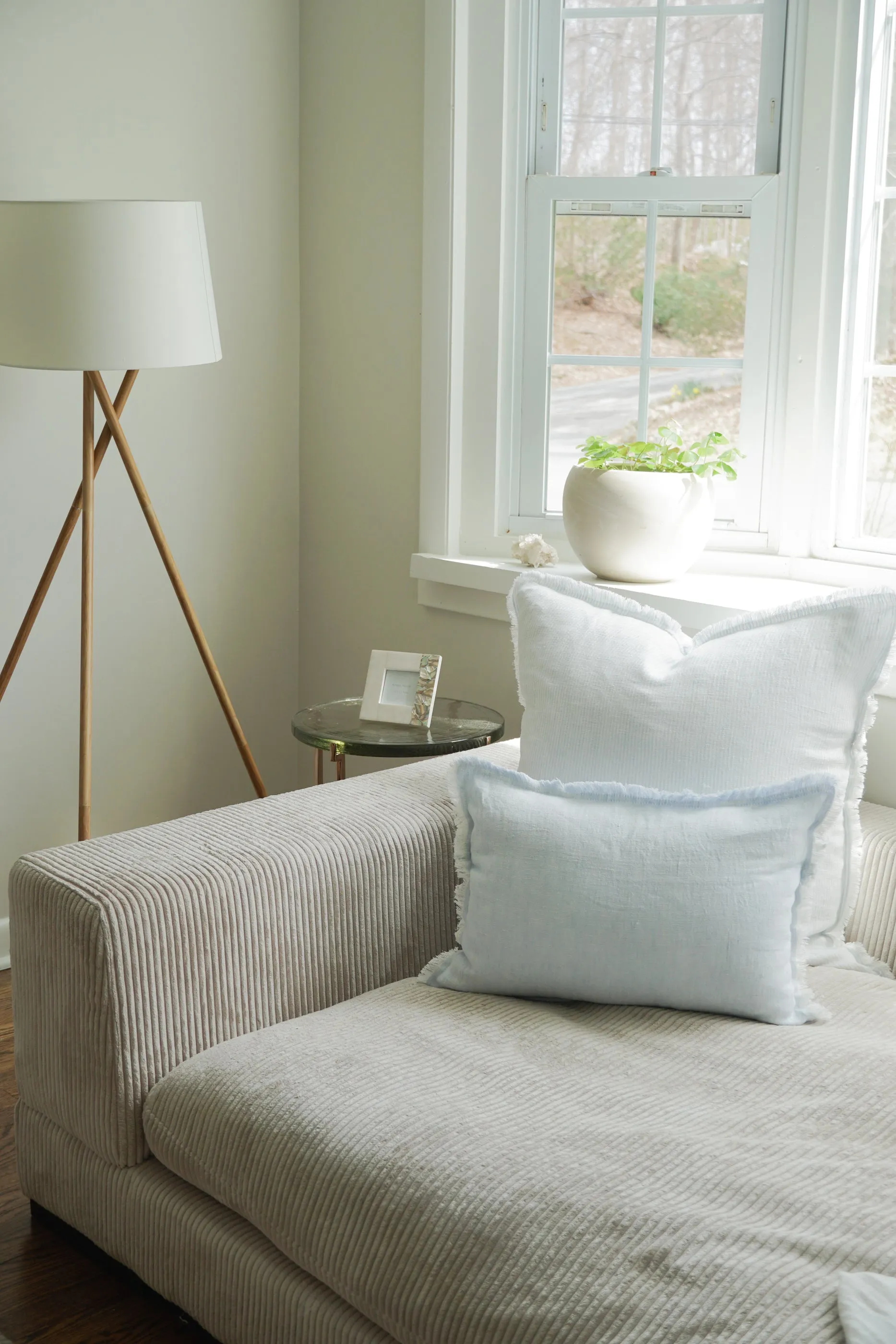 Sky Blue & White Striped So Soft Linen Pillow