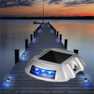 Solar Driveway Lights Bright Blue with Screw Solar Deck Lights Outdoor Dock Lights for Path Warning Garden Walkway Sidewalk Steps