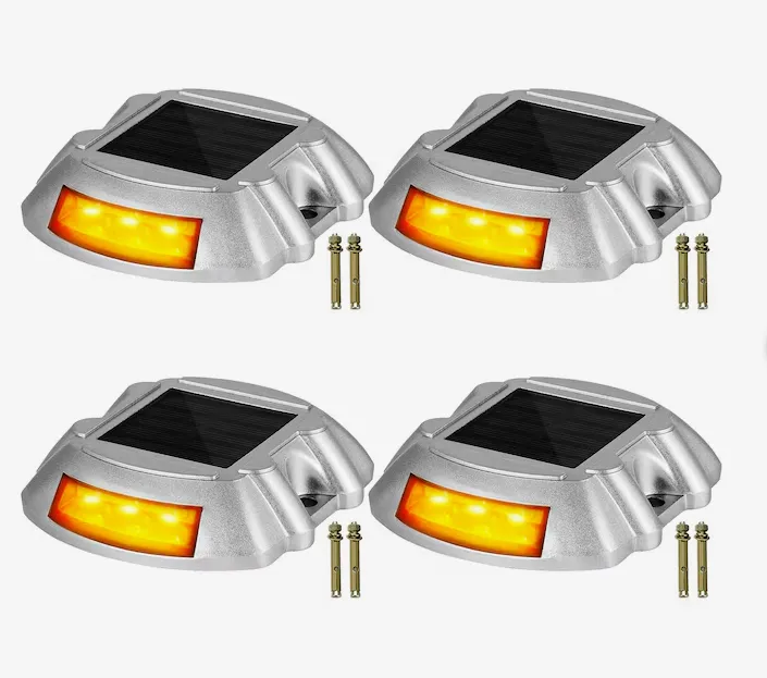 Solar Driveway Lights Bright Blue with Screw Solar Deck Lights Outdoor Dock Lights for Path Warning Garden Walkway Sidewalk Steps