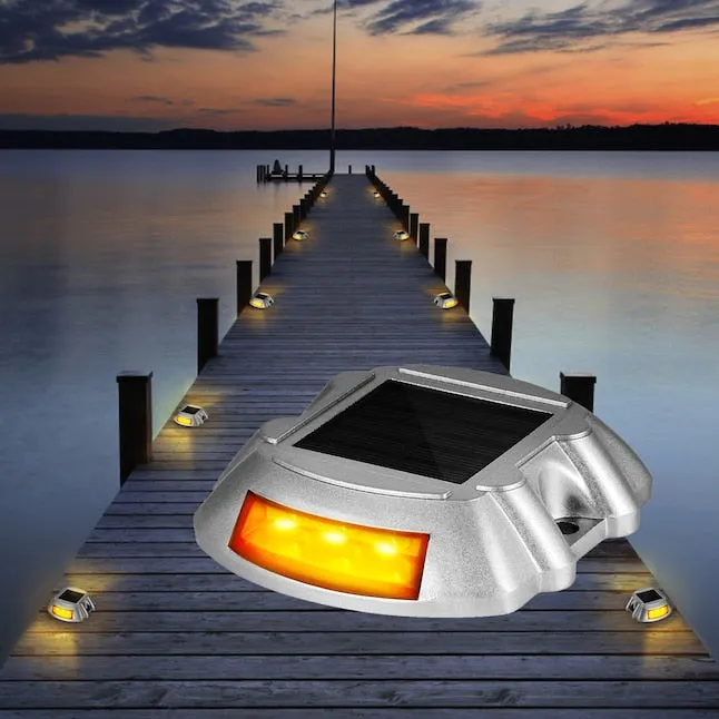 Solar Driveway Lights Bright Blue with Screw Solar Deck Lights Outdoor Dock Lights for Path Warning Garden Walkway Sidewalk Steps