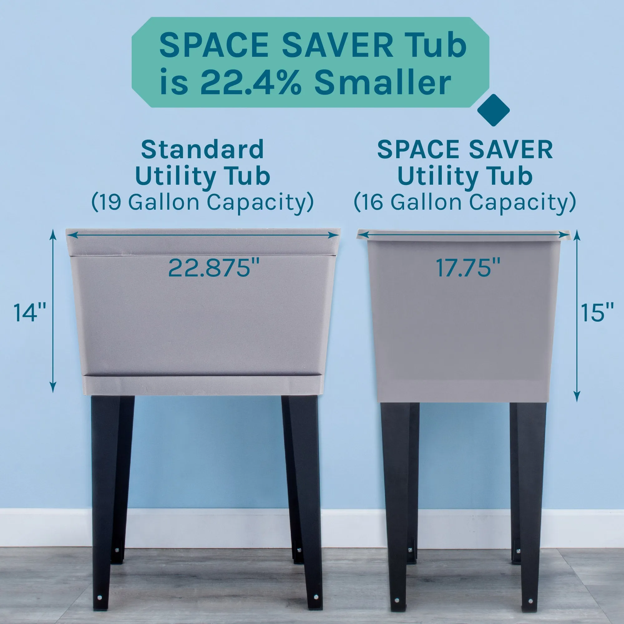 Tehila Space Saver Freestanding Grey Utility Sink with Chrome Finish Pull-Out Faucet