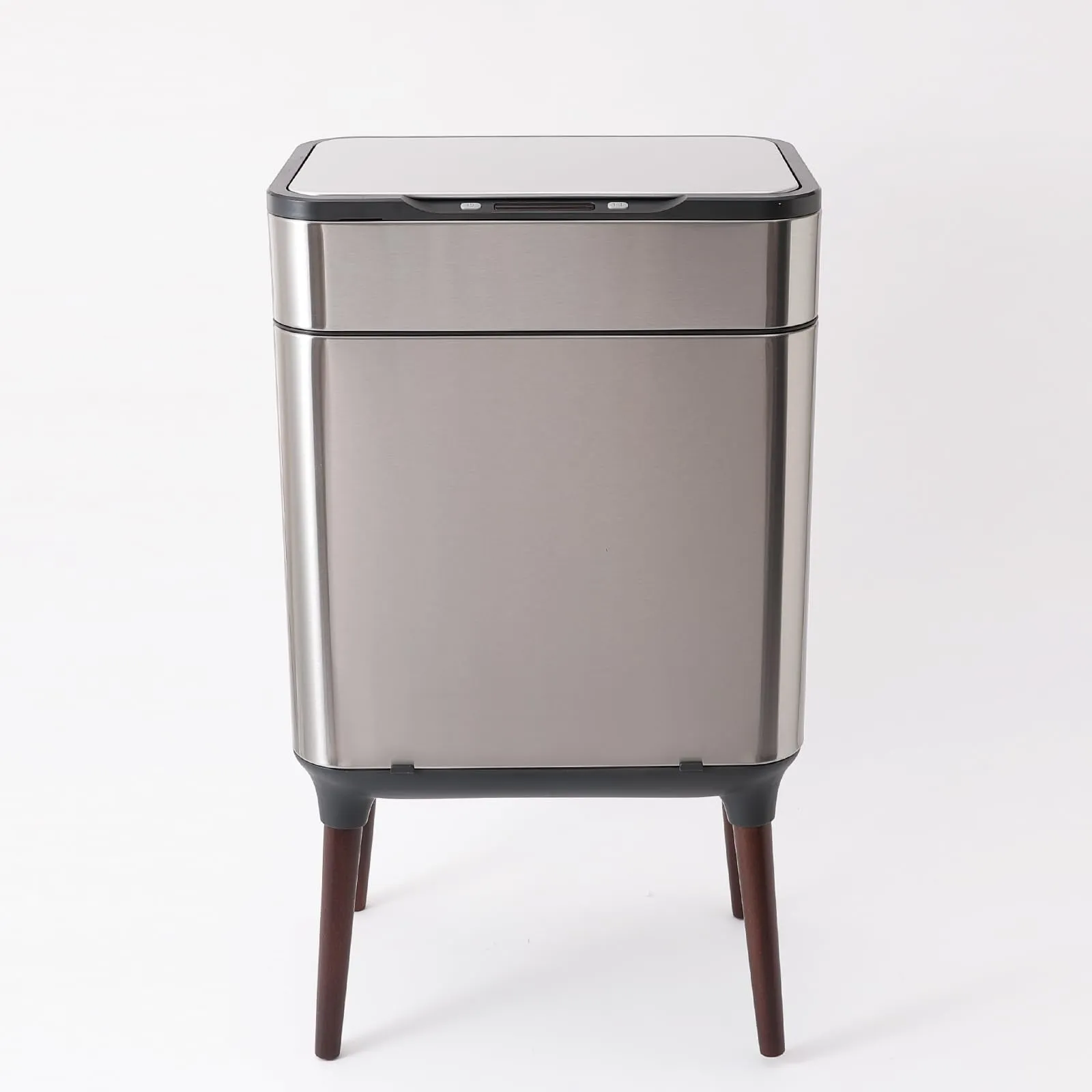 The Better Home FUMATO Automatic, Touchless & Smart Dustbin with Lid & Wooden Legs | Stainless Steel Dustbin for Kitchen, Bathroom, Bedroom, Home, Office | Dual Compartment (13L 13L) & Motion Sensor