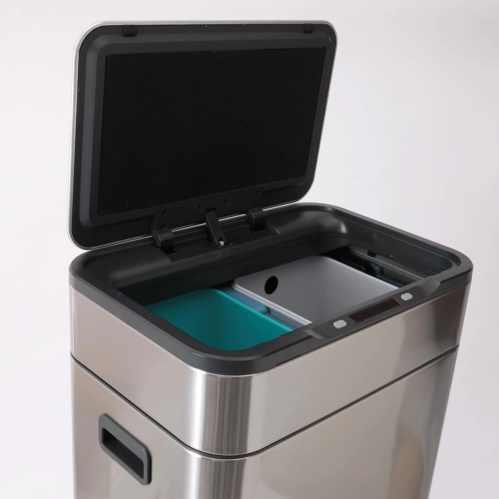 The Better Home FUMATO Automatic, Touchless & Smart Dustbin with Lid & Wooden Legs | Stainless Steel Dustbin for Kitchen, Bathroom, Bedroom, Home, Office | Dual Compartment (13L 13L) & Motion Sensor