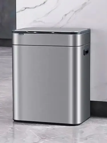 UMAI Stainless Steel Sensor Dual Compartment(9L   9L) Dustbin with Lid- Smart Dustbin for Kitchen, Bedroom, Bathroom, and Office-2 removable bucket for trash and recyclables- Easy to Clean, and Use