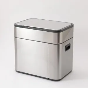 UMAI Stainless Steel Sensor Dual Compartment(9L   9L) Dustbin with Lid- Smart Dustbin for Kitchen, Bedroom, Bathroom, and Office-2 removable bucket for trash and recyclables- Easy to Clean, and Use