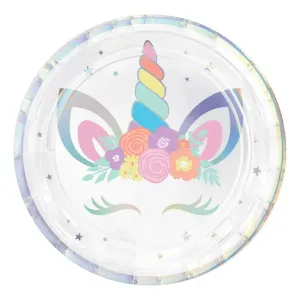 Unicorn Party Iridescent Plates - Lunch 8 Pkt