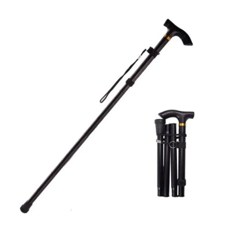 Walking Stick Telescopic Baton Hiking Trekking Poles Aluminum Alloy Metal Folding Cane Crutches Pole  Elderly People
