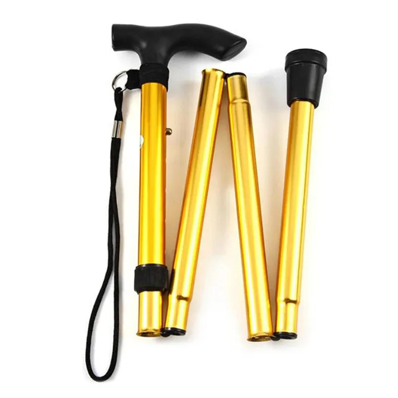 Walking Stick Telescopic Baton Hiking Trekking Poles Aluminum Alloy Metal Folding Cane Crutches Pole  Elderly People