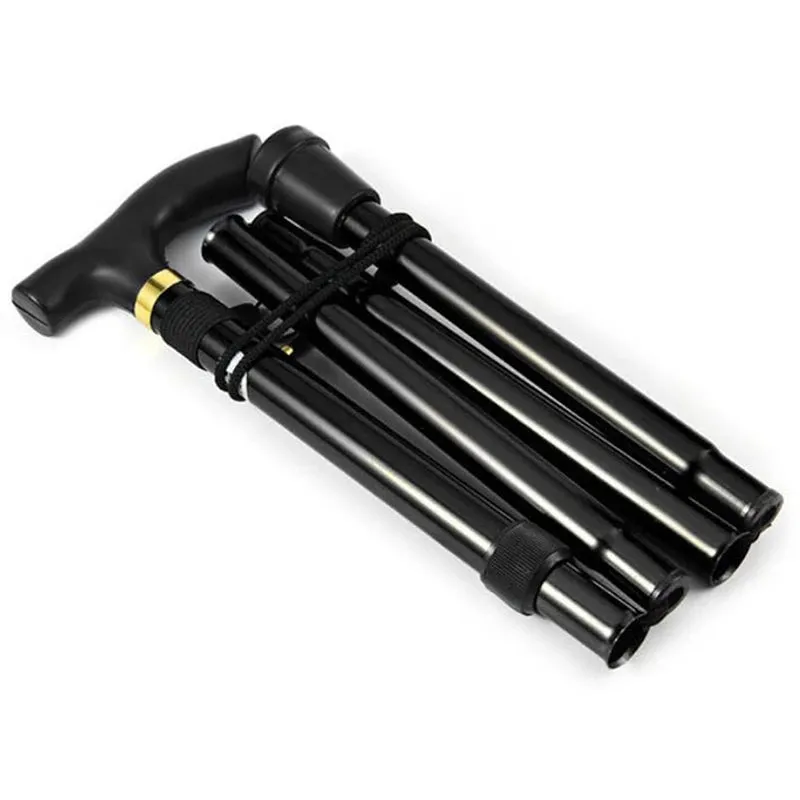 Walking Stick Telescopic Baton Hiking Trekking Poles Aluminum Alloy Metal Folding Cane Crutches Pole  Elderly People